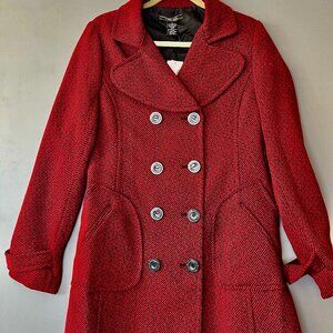 Vertigo Paris Garnet Black Coat Medium Double Breasted NWT Wool Blend Jacket